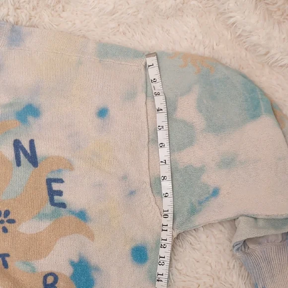 NWOT Free People Blue and Cream Graphic Crewneck Sweater Size Medium - Picture 11 of 11